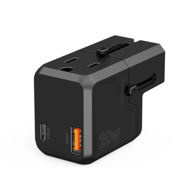 Choetech PD6038 USB-C / USB-A PD 20W kelioninis įkroviklis (USA / EU / UK / AU) – juodas 3