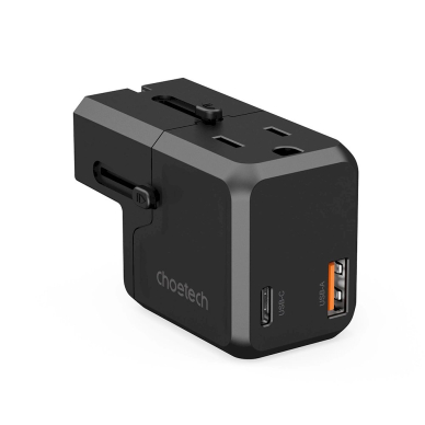 Choetech PD6038 USB-C / USB-A PD 20W kelioninis įkroviklis (USA / EU / UK / AU) – juodas 4
