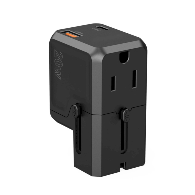 Choetech PD6038 USB-C / USB-A PD 20W kelioninis įkroviklis (USA / EU / UK / AU) – juodas