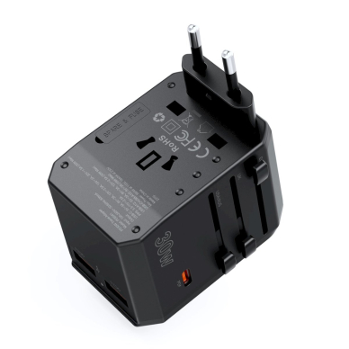 Choetech PD6041 USB-C / USB-A PD 30W kelioninis įkroviklis su 4 kištukais (US / EU / UK / AU) – juodas 1