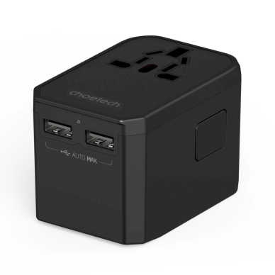 Choetech PD6045 USB-C / USB-A 45W GaN kelioninis įkroviklis su US / EU / UK / AU kištukais – juodas 1