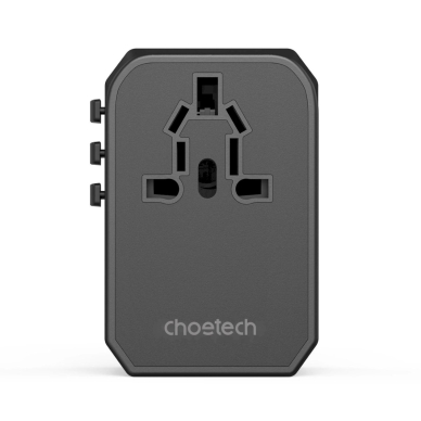 Choetech PD6045 USB-C / USB-A 45W GaN kelioninis įkroviklis su US / EU / UK / AU kištukais – juodas 4