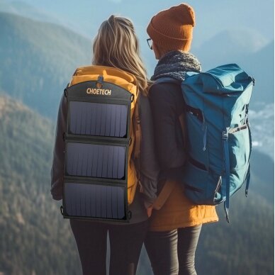 Saulės įkroviklis Choetech SC001 sulankstomas 19 W 2 × USB-A – juodas 10 Saulės įkroviklis Choetech SC001 sulankstomas 19 W 2 × USB-A – juodas 10