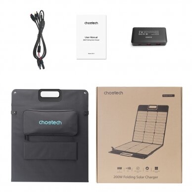 Choetech solar charger 200W portable solar panel Juodas (SC011) 4 Choetech solar charger 200W portable solar panel Juodas (SC011) 4