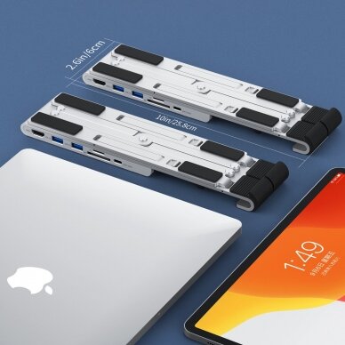 Laikiklis Choetech stand multifunctional station for laptop PD / USB-C HDMI (4K / 30Hz) / 2xUSB-A / 1xUSB-C / 1xSD / 1xTF Juodas (HUB-M43) 5 Laikiklis Choetech stand multifunctional station for laptop PD / USB-C HDMI (4K / 30Hz) / 2xUSB-A / 1xUSB-C / 1xSD / 1xTF Juodas (HUB-M43) 5