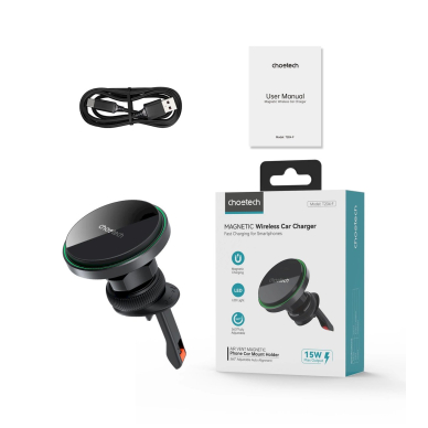 Choetech T204-F magnetic Automobilinis laikiklis15W wireless charging - Juodas 2 Choetech T204-F magnetic Automobilinis laikiklis15W wireless charging - Juodas 2