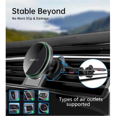Choetech T204-F magnetic Automobilinis laikiklis15W wireless charging - Juodas 6 Choetech T204-F magnetic Automobilinis laikiklis15W wireless charging - Juodas 6