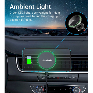 Choetech T204-F magnetic Automobilinis laikiklis15W wireless charging - Juodas 9 Choetech T204-F magnetic Automobilinis laikiklis15W wireless charging - Juodas 9