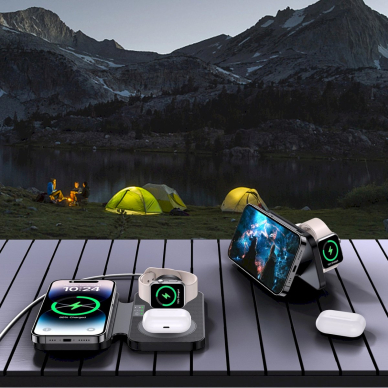 Choetech T616-F 3in1 belaidis įkroviklis suderinamas su Apple ir Samsung įrenginiais – juodas 6