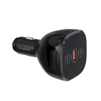 Choetech TC0024 automobilinis įkroviklis 160W 2x USB-C PD 3.1 + 1x USB-A – juodas 1
