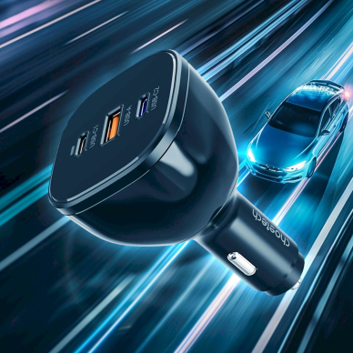 Choetech TC0024 automobilinis įkroviklis 160W 2x USB-C PD 3.1 + 1x USB-A – juodas 6