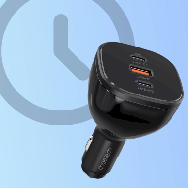 Choetech TC0024 automobilinis įkroviklis 160W 2x USB-C PD 3.1 + 1x USB-A – juodas 7