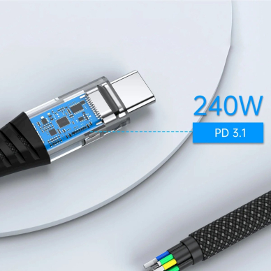 Choetech XCC-1051 magnetinis USB-C / USB-C PD 3.1 kabelis 240W 1.8 m – juodas 5