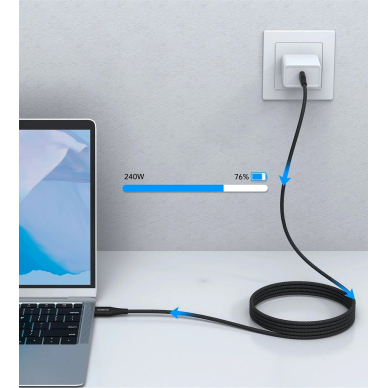 Choetech XCC-1051 magnetinis USB-C / USB-C PD 3.1 kabelis 240W 1.8 m – juodas 6