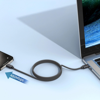 Choetech XCC-1052 100W USB-C magnetinis kabelis 1.2 m – juodas 6