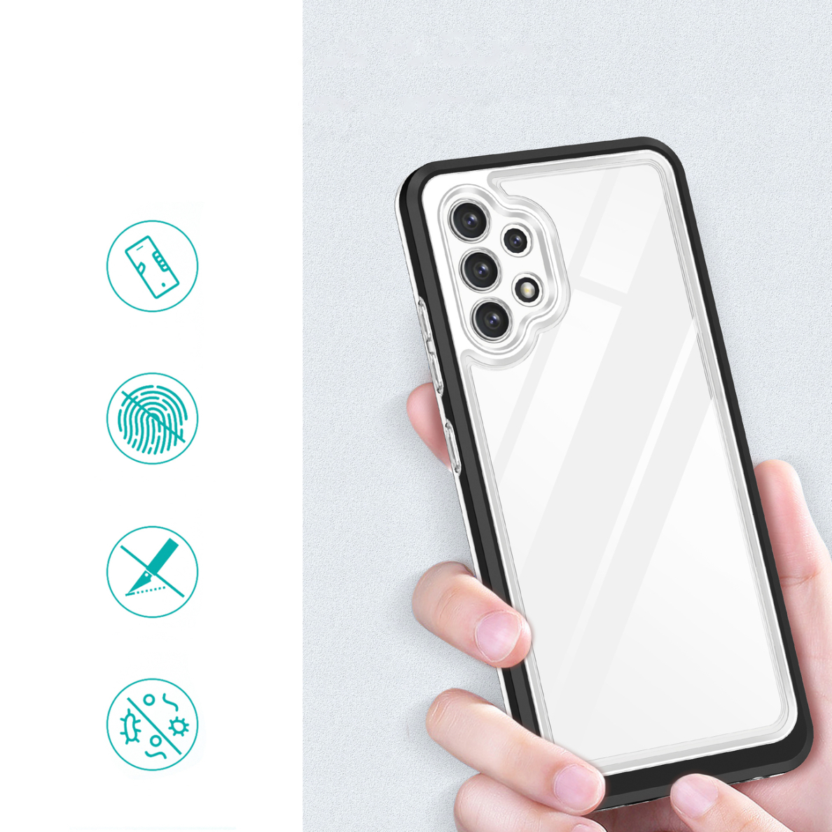 Dėklas Clear 3in1 Samsung Galaxy A72 4G juodas 1 Dėklas Clear 3in1 Samsung Galaxy A72 4G juodas 1