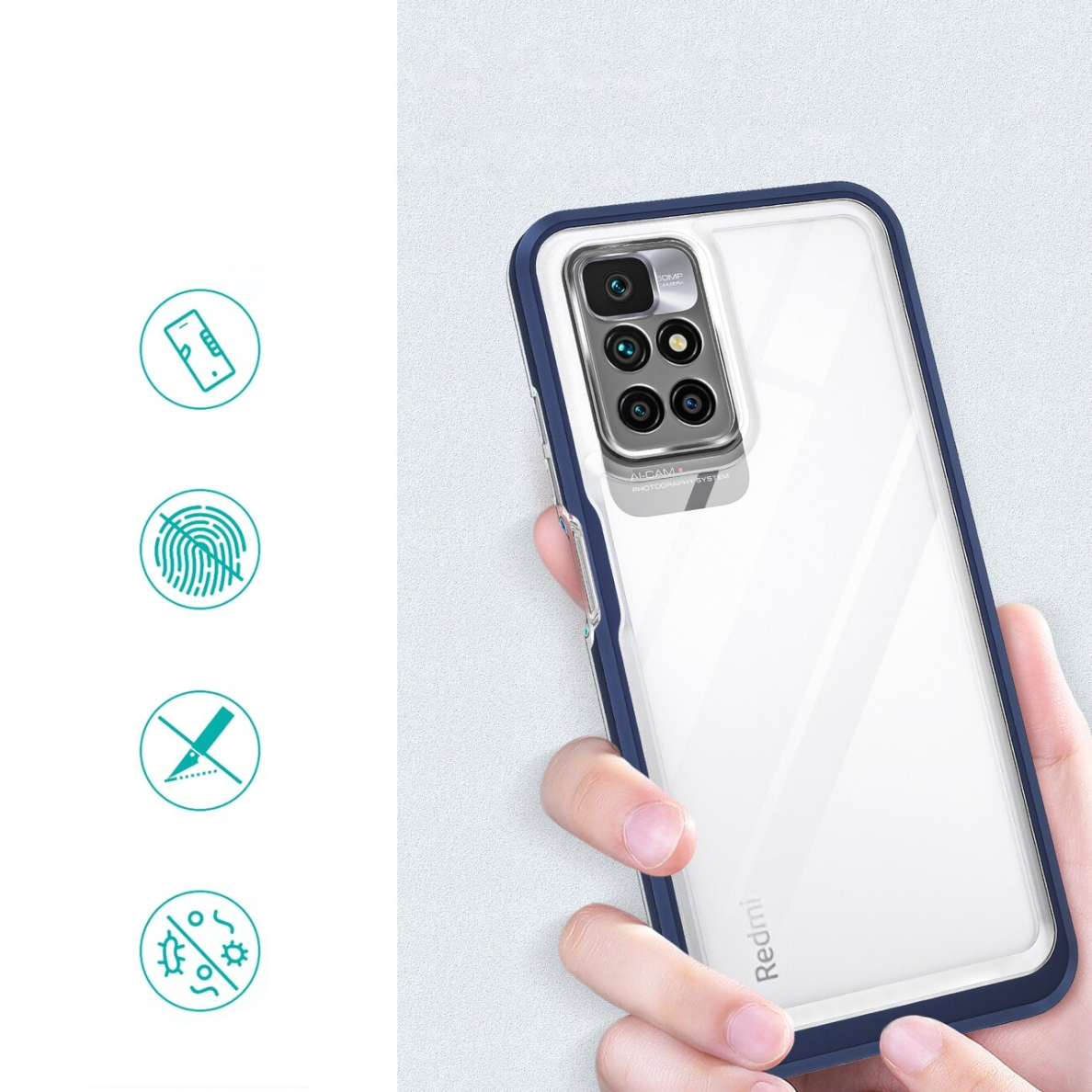Dėklas Clear 3in1 Xiaomi Redmi 10 mėlynas 8 Dėklas Clear 3in1 Xiaomi Redmi 10 mėlynas 8