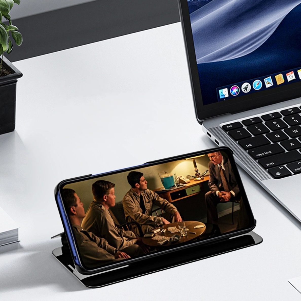 iPhone 16e – Clear View Flip Cover dėklas - Mėlynas 5 iPhone 16e – Clear View Flip Cover dėklas - Mėlynas 5