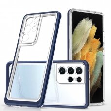 Dėklas Clear 3in1 Samsung Galaxy S21 Ultra 5G mėlynas