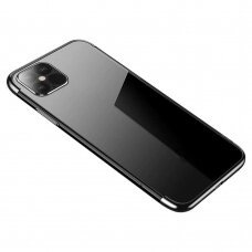 Dėklas Clear Color Case Gel TPU Electroplating Samsung Galaxy A22 4G Juodas