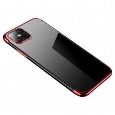 Dėklas Clear Color Case Gel TPU Electroplating Samsung Galaxy A22 4G Raudonas
