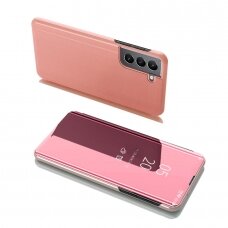 Atverčiamas Dėklas Clear View Skirtas Samsung Galaxy S22 Plus Rožinis