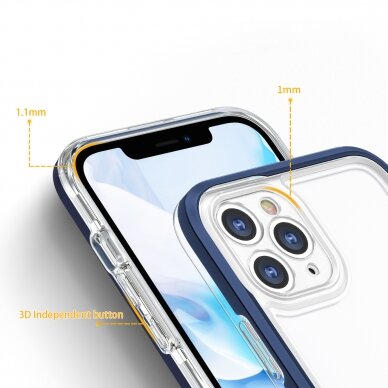 Dėklas Clear 3in1 iPhone 11 Pro Max mėlynas 3