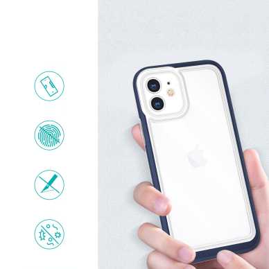 Dėklas Clear 3in1 iPhone 12 mėlynas 1 Dėklas Clear 3in1 iPhone 12 mėlynas 1