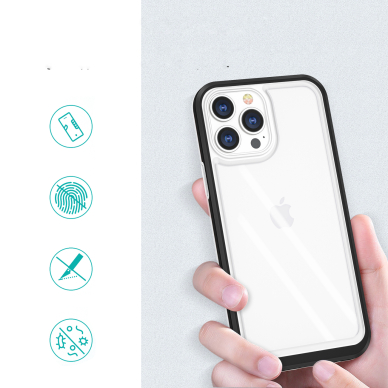 Dėklas Clear 3in1 iPhone 13 Pro Max juodas 1