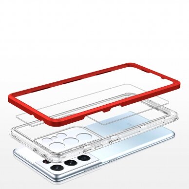 Dėklas Clear 3in1 Samsung Galaxy S23 Ultra Raudonas 4