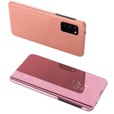 Atverčiamas dėklas Clear View Case cover for Samsung Galaxy A52/ A52s Rožinis