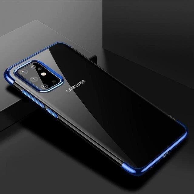 Dėklas TPU Electroplating Samsung Galaxy A72 4G Mėlynais kraštais 1 Dėklas TPU Electroplating Samsung Galaxy A72 4G Mėlynais kraštais 1