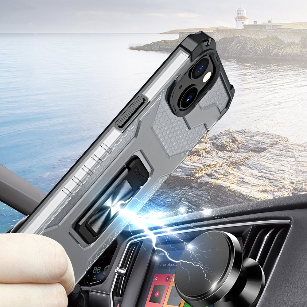 Dėklas Crystal Ring Case Kickstand Tough Rugged iPhone 12 mini Juodas 4