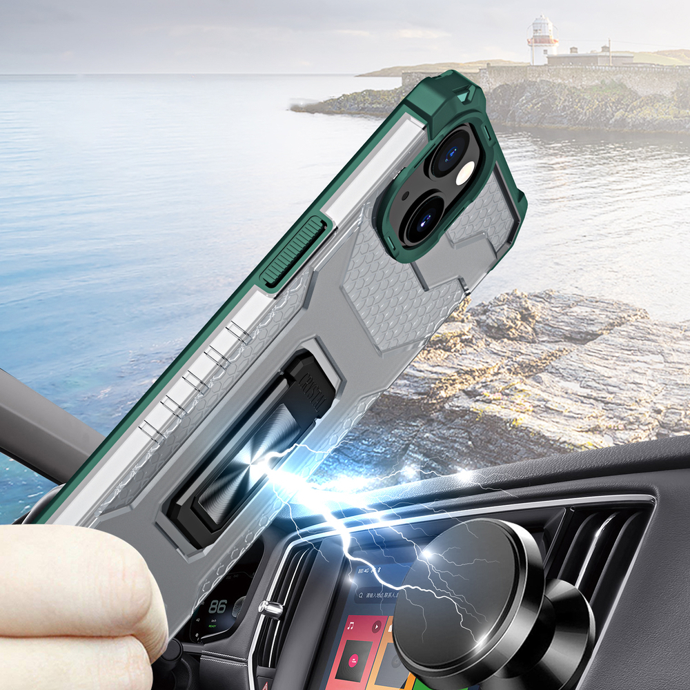 Dėklas Crystal Ring iPhone 13 mini žalias 4 Dėklas Crystal Ring iPhone 13 mini žalias 4