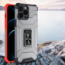 Dėklas Crystal Ring Case Kickstand Tough Rugged iPhone 11 Pro Max Raudonas