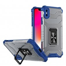 Dėklas Crystal Ring Case Kickstand Tough Rugged iPhone XS Max Mėlynas