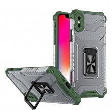 Dėklas Crystal Ring Case Kickstand Tough Rugged iPhone XS Max Žalias