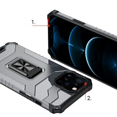 Dėklas Crystal Ring Case Kickstand Tough Rugged iPhone 11 Pro Max Raudonas 7