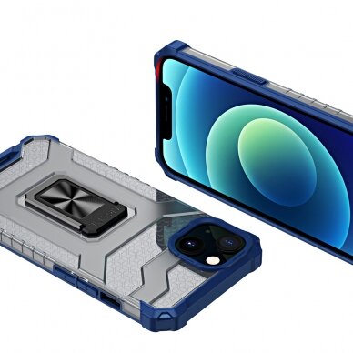 Dėklas Crystal Ring Case Kickstand Tough Rugged iPhone 12 mini Mėlynas 4