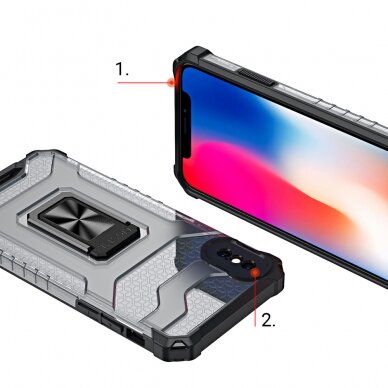Dėklas Crystal Ring Case Kickstand Tough Rugged iPhone XS Max Mėlynas 6