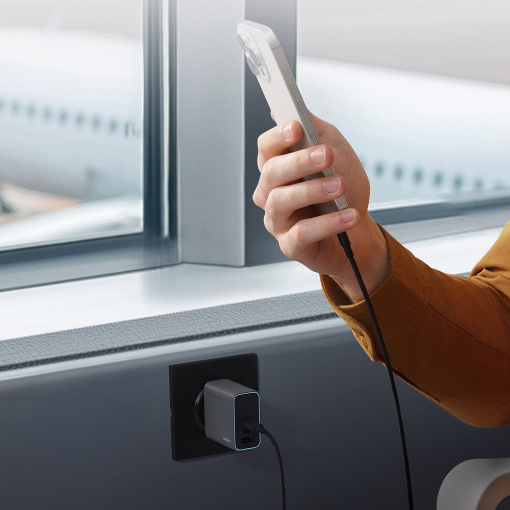 Sieninis įkroviklis Cuktech CUKAD653EUGR 65 W GaN 2 × USB-C + 1 × USB-A – pilkas 4