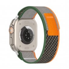 [Užsakomoji prekė] Apyrankė skirta Apple Watch 1 / 2 / 3 / 4 / 5 / 6 / 7 / 8 / SE / SE 2 / 9 (38 mm / 40 mm / 41 mm) - Techsuit Watchband (W039) - Žalias-Oranžinė