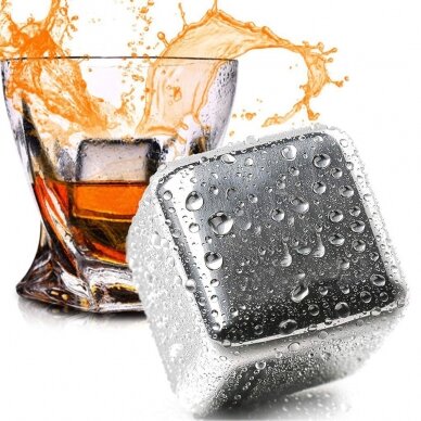 [Užsakomoji prekė] Metaliniai ledo kūbeliai Whiskey (set 4) - Techsuit - Sidabrinis 1