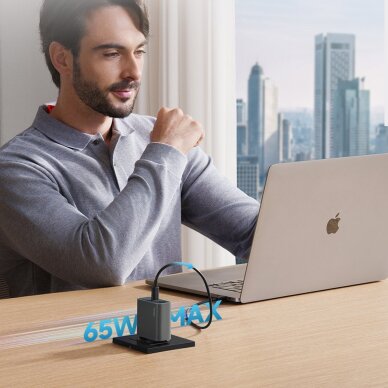 Sieninis įkroviklis Cuktech CUKAD653EUGR 65 W GaN 2 × USB-C + 1 × USB-A – pilkas 1
