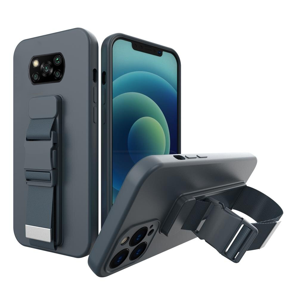Dėklas su dirželiu Rope case gel TPU Xiaomi Poco X3 NFC Tamsiai mėlynas Dėklas su dirželiu Rope case gel TPU Xiaomi Poco X3 NFC Tamsiai mėlynas