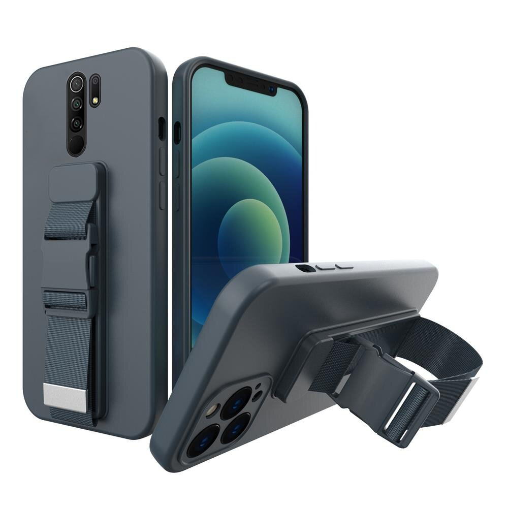 Dėklas su dirželiu Rope case gel TPU Xiaomi Redmi 9 Tamsiai mėlynas Dėklas su dirželiu Rope case gel TPU Xiaomi Redmi 9 Tamsiai mėlynas