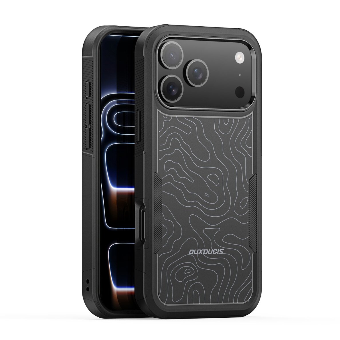 iPhone 17 Pro Max Dux Ducis Shld dėklas – juodas (Contour Pattern) iPhone 17 Pro Max Dux Ducis Shld dėklas – juodas (Contour Pattern)