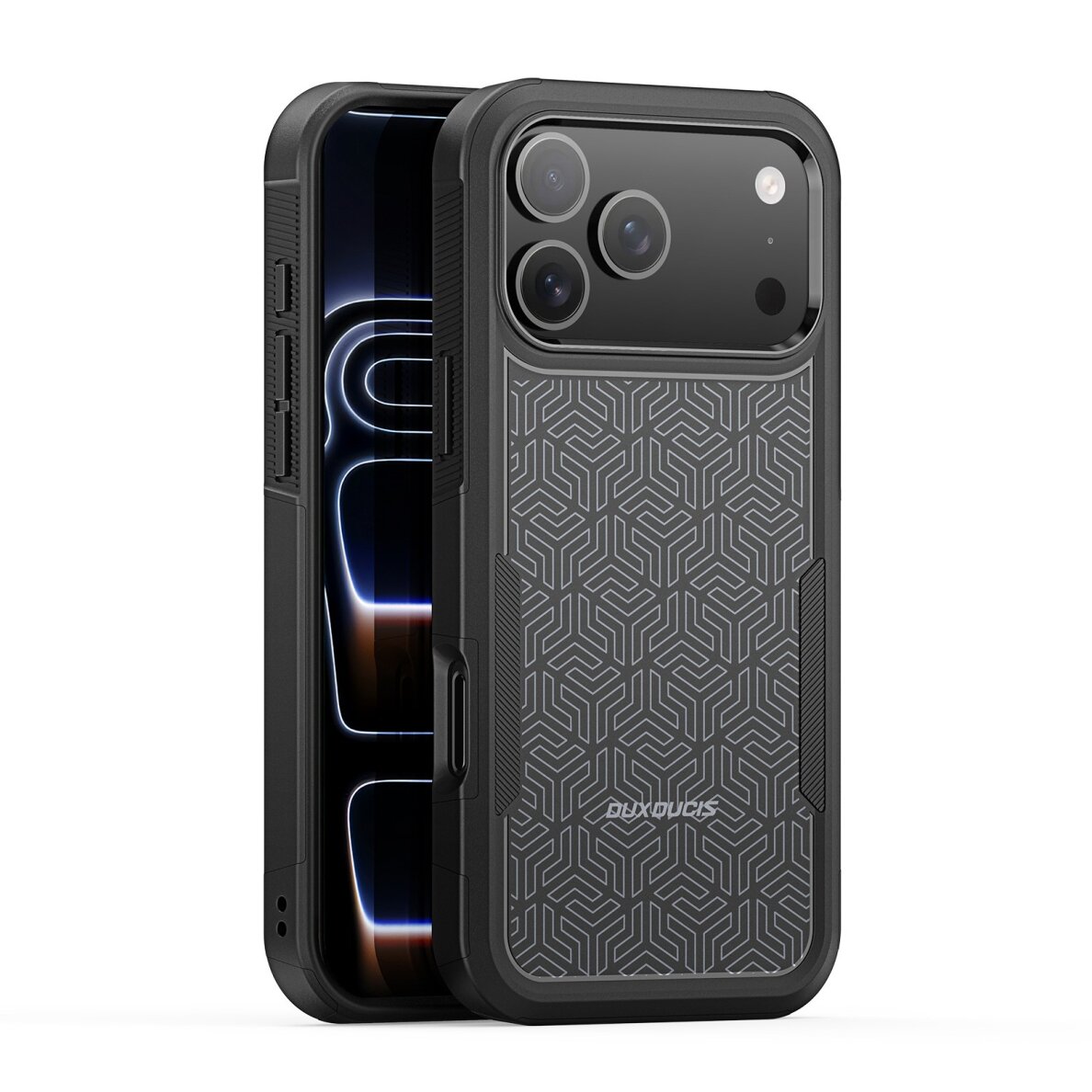 iPhone 17 Pro Max Dux Ducis Shld dėklas – juodas (Triangle Pattern)