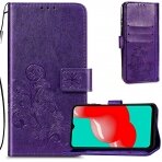 Atverčiamas dėklas Flower Book Samsung A22 4G violetinis