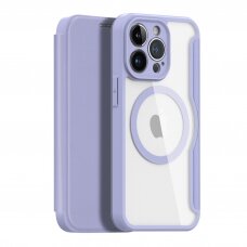 Eko odos atverčiamas dėklas Dux Ducis Skin X Pro Apple iPhone 15 Plus violetinis